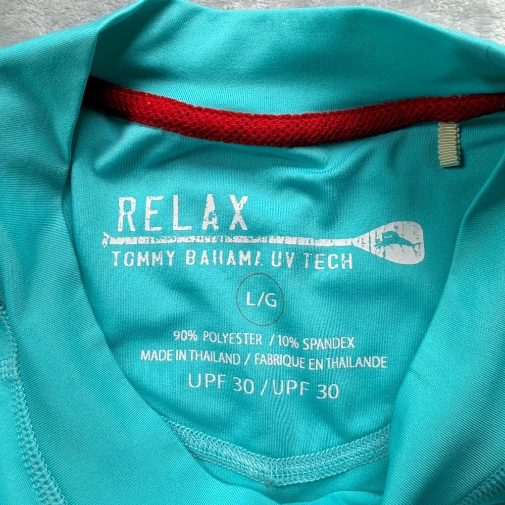 Tommy Bahama Relax UV Tech Rash Guard Large Blue UPF 30 TR215945 Fishing Sun